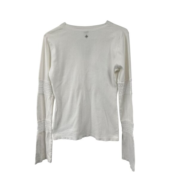 Vintage Prana Cream Blouse Womens Medium Used Organic Cotton Crochet Top - Picture 2 of 16